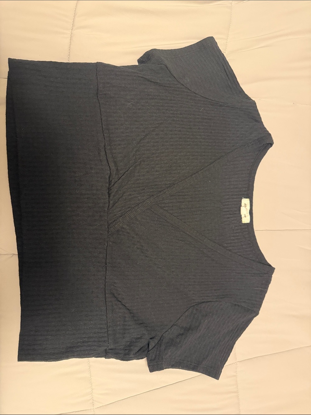 Women’s Black Ribbed V-Neck Crop Top